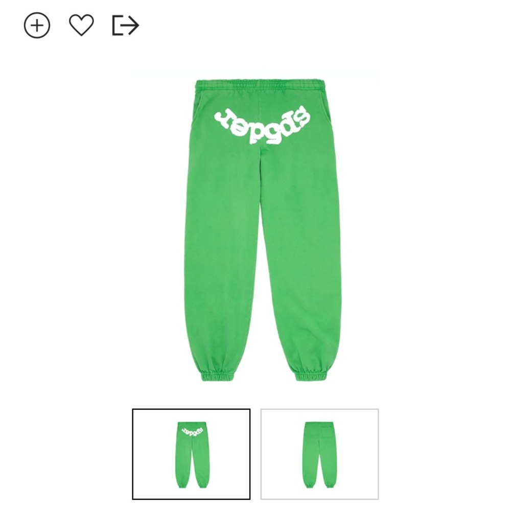 Sp5der green sweatpants, men’s medium, green.